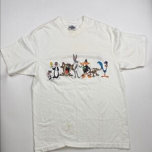 Vintage 1991 Looney Tunes White Graphic T-Shirt Size L